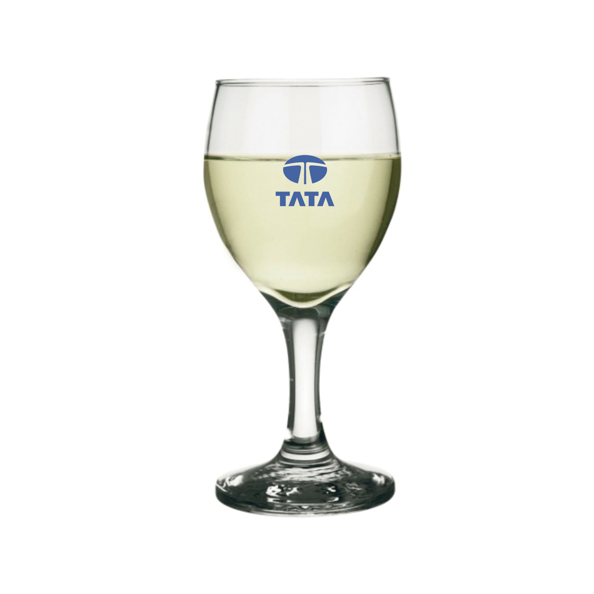 Copa de vino personalizada con un logo con impresión UV, también se puede usar grabado láser