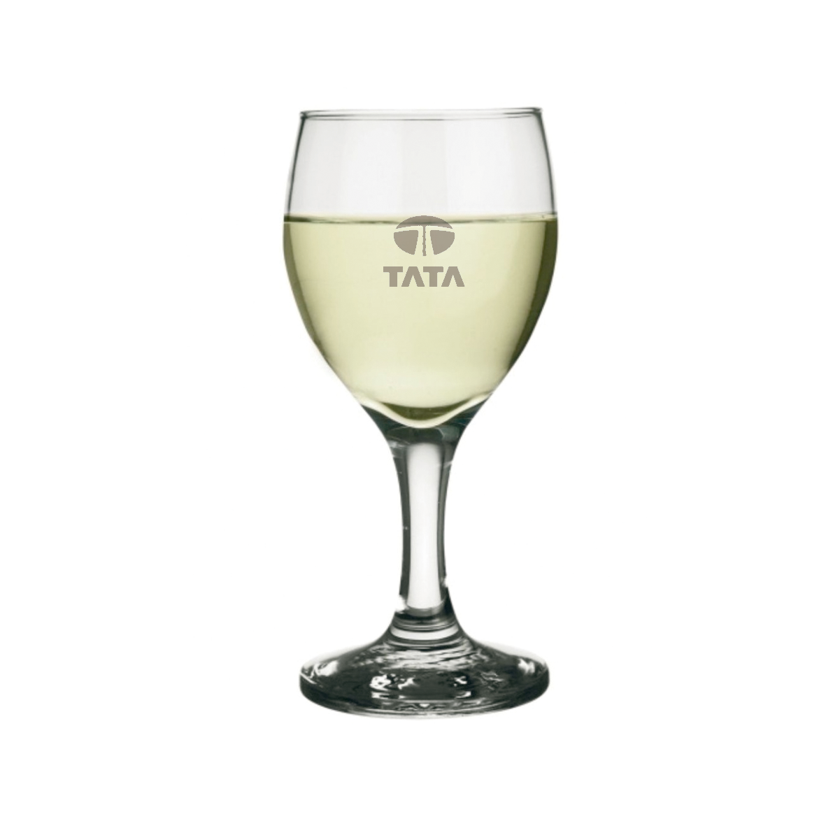 Copa de vino personalizada con un logo grabado con láser, también se puede usar impresión UV
