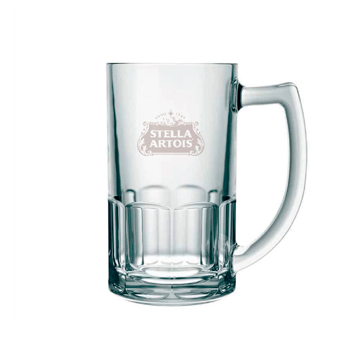 Jarra de vidrio para cerveza. Se puede personalizar para regalos empresariales utilizando impresión UV o grabado láser