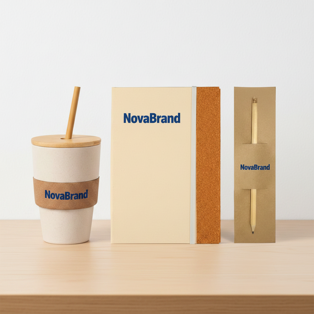 Kit cuaderno Milk con lápiz plantable. Logo personalizado, regalo corporativo.