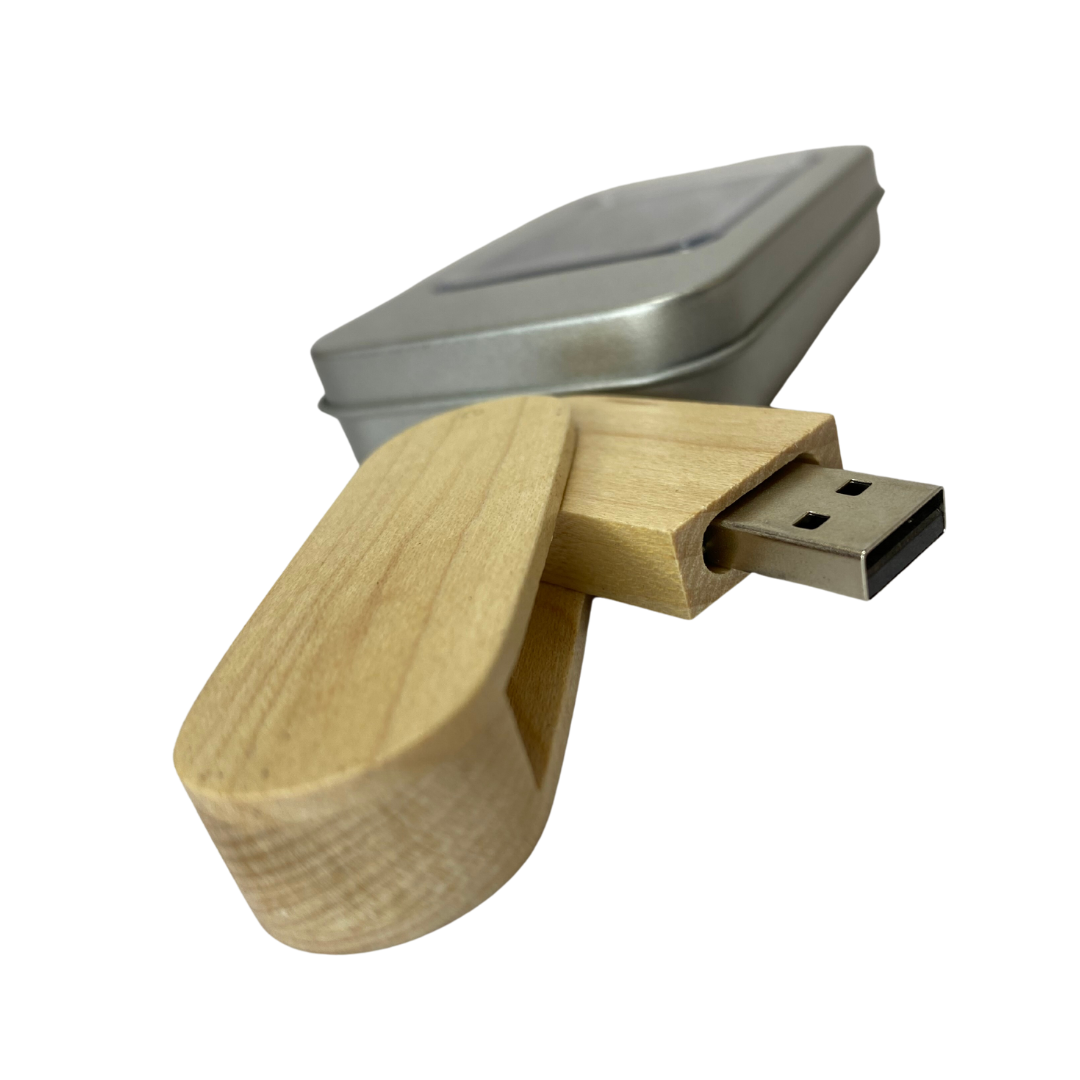 Pendrive bambú giratorio con personalizado