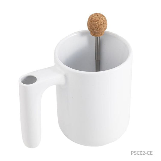 Taza de cerámica personalizada con stick revolvedor. Puede personalizarse para regalos empresariales con un logo.
