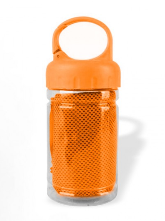 Toalla deportiva con estuche. Para regalos empresariales tanto la toalla como el estuche se pueden personalizar con un logo