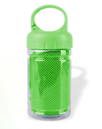 Toalla deportiva con estuche. Para regalos empresariales tanto la toalla como el estuche se pueden personalizar con un logo