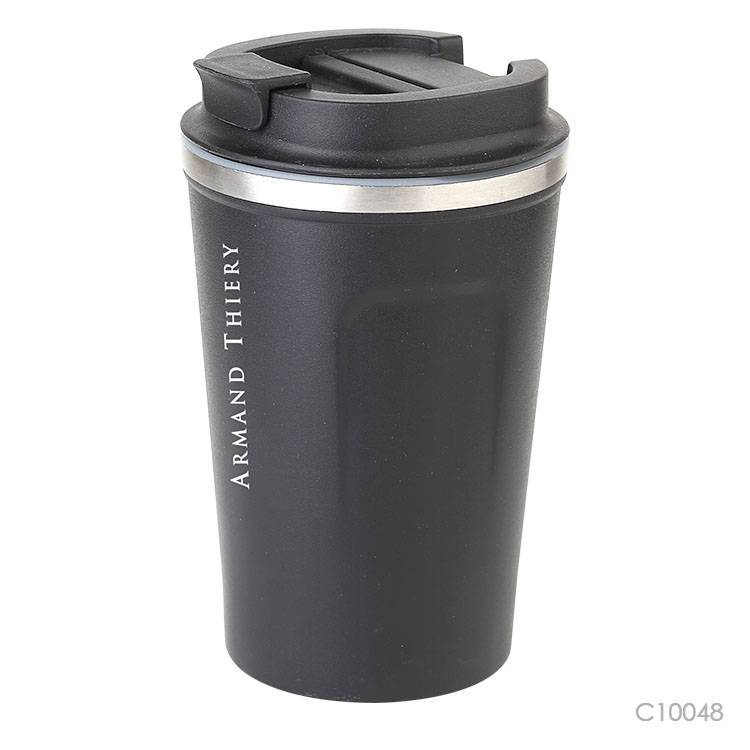 Vaso térmico con tapa. Para regalos para empresas se puede personalizar con un logo utilizando grabado láser