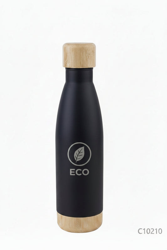 Botella Adagio de color negro con logo grabado. Regalo empresarial.