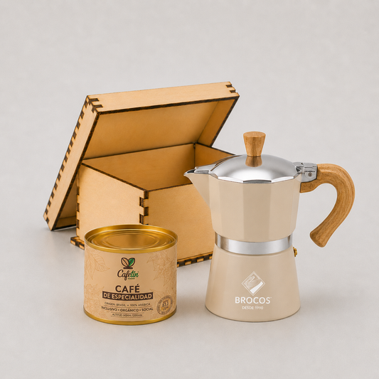 Kit Coffee Break, tetera color beige. Logo personalizado, regalo empresarial.