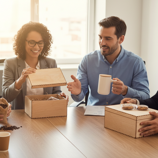 Kit Conexión Y Pausa en caja. Logo personalizado, regalo empresarial.