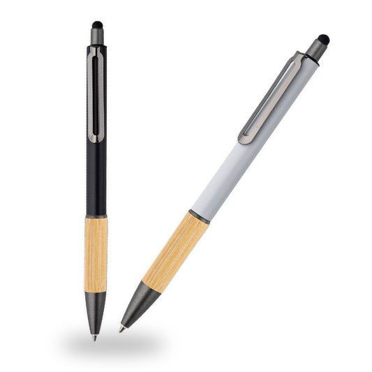 Lapicera gardenia metálica con puntero touch. Logo personalizado, regalo empresarial.
