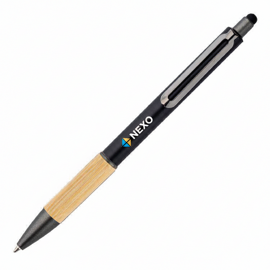 Lapicera Gardenia negra. Logo Impreso a color personalizado. regalo empresarial.
