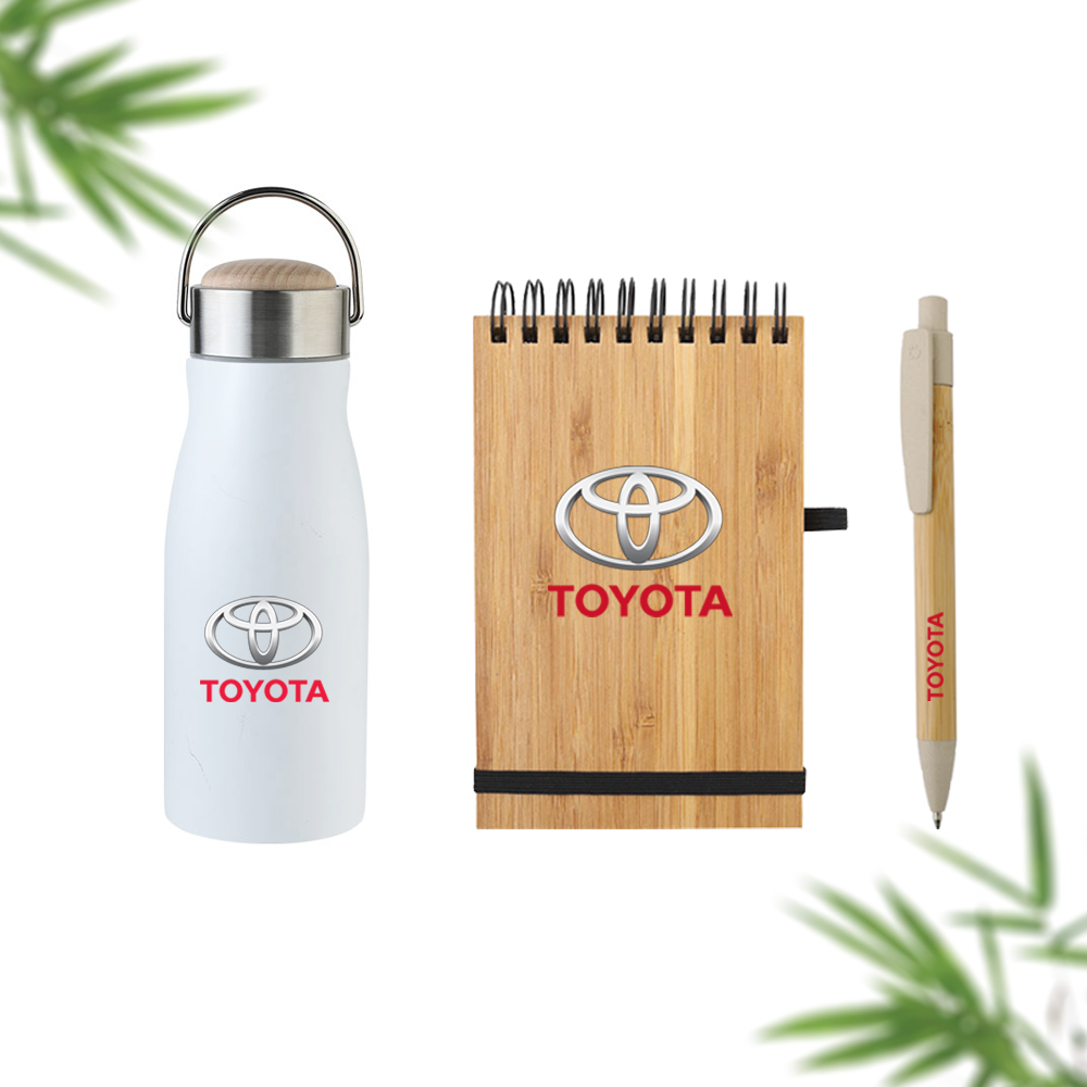 Kit personalizado ecologico a base de bambúi. Regalos empresariales ecologicos.