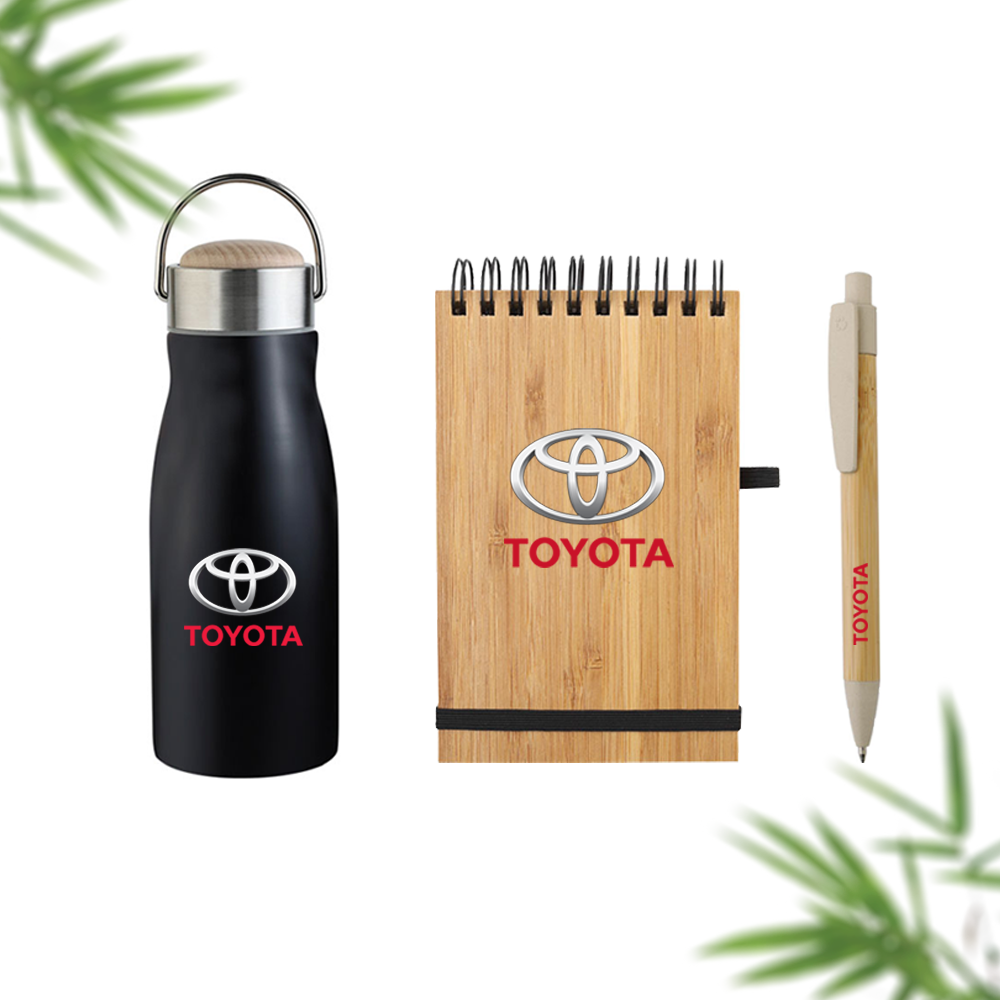 Kit personalizado ecologico a base de bambú. Regalos empresariales ecologicos.