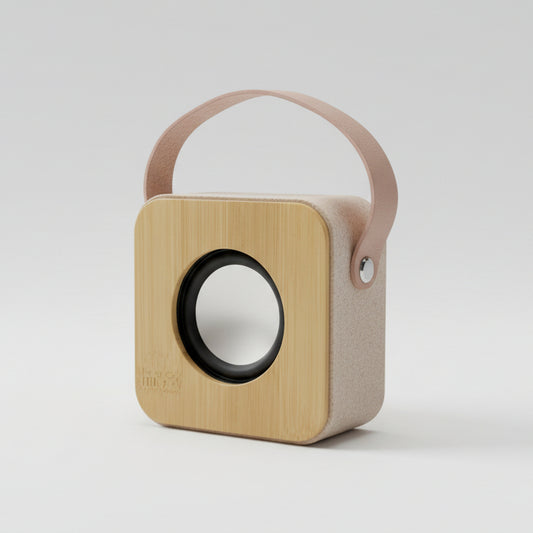 Parlante Bluetooth Junco. Materiales ecológicos como tela premium. Logo personalizado, regalo empresarial.