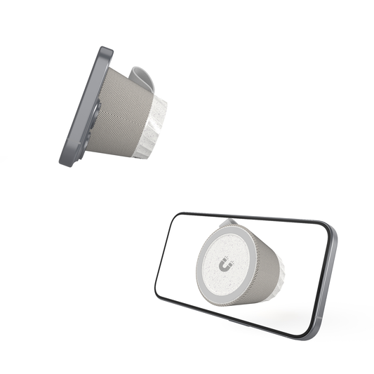 Parlante Bluetooth Soria y soporte magnético. Logo personalizado, regalo empresarial.
