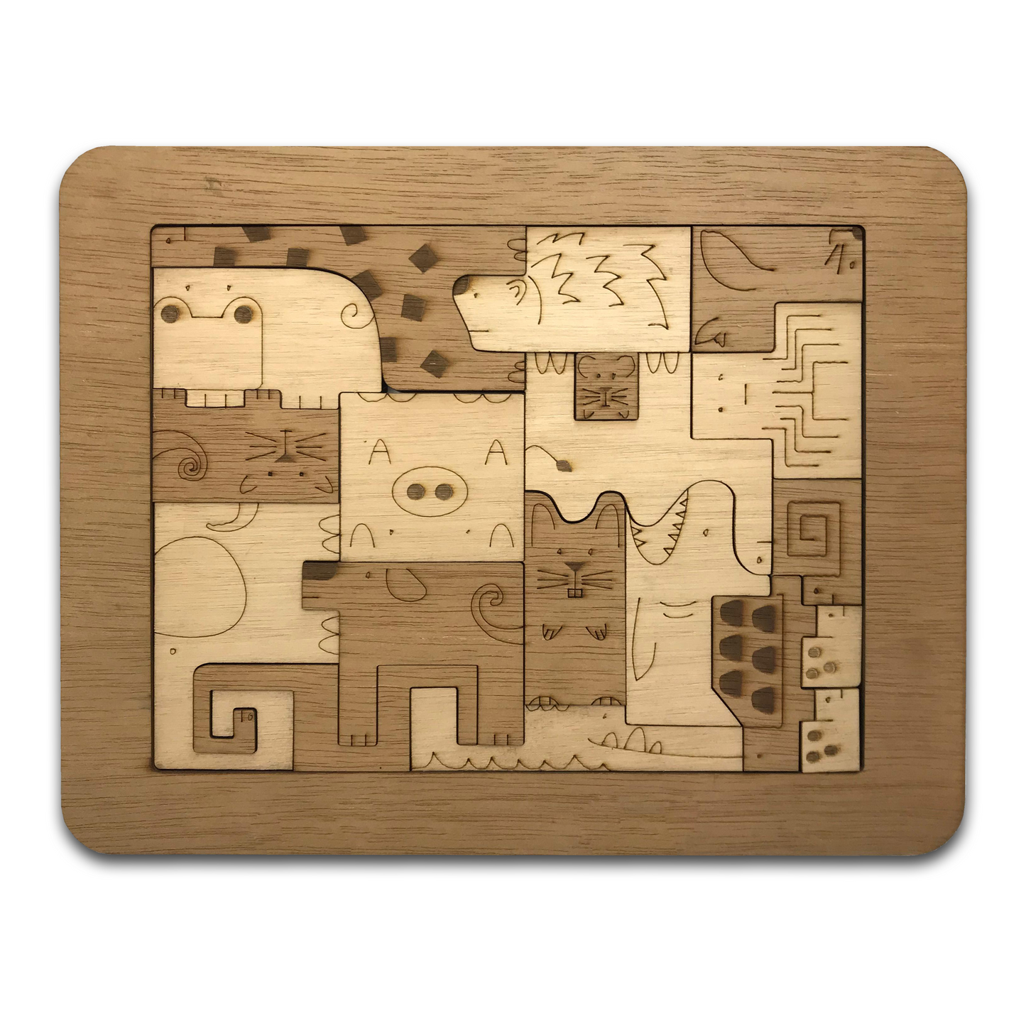 Puzzle Animales madera - Didactico con logo empresa