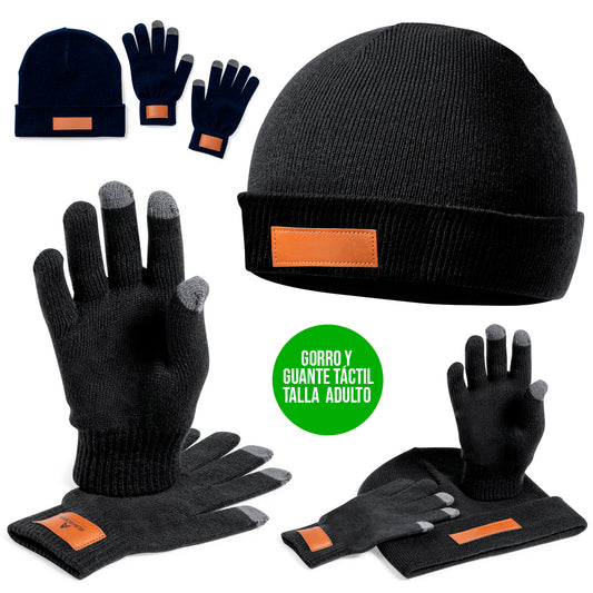 Set Invierno de Gorro y Guantes. Logo personalizado, regalo empresarial.