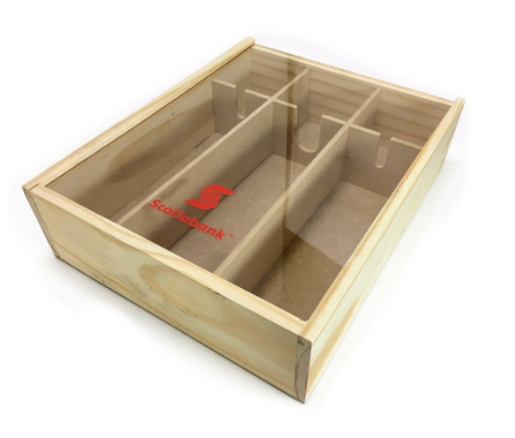 Caja para botella de vino y copas