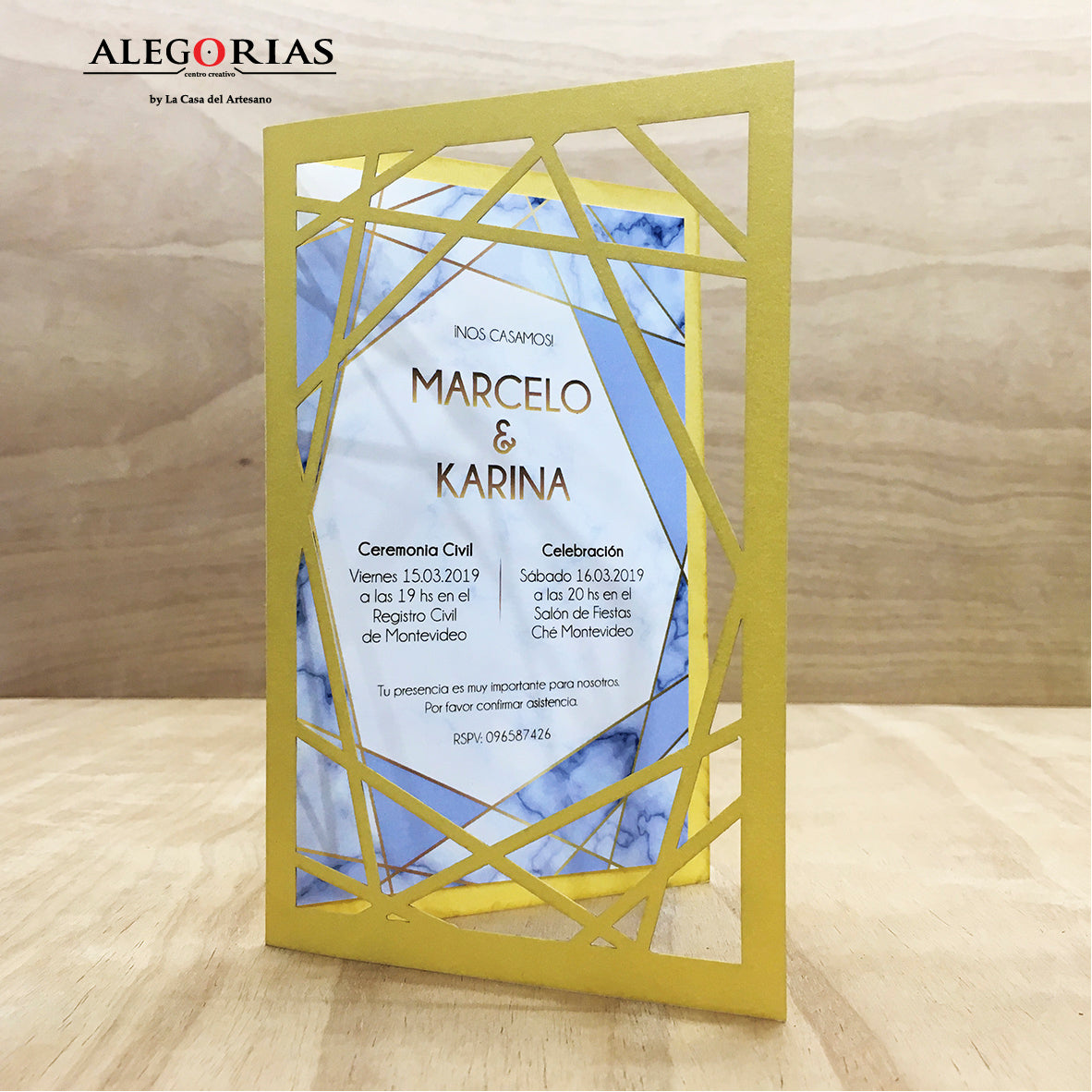 Tarjeta de Invitación - Diseño tipo díptico con corte láser