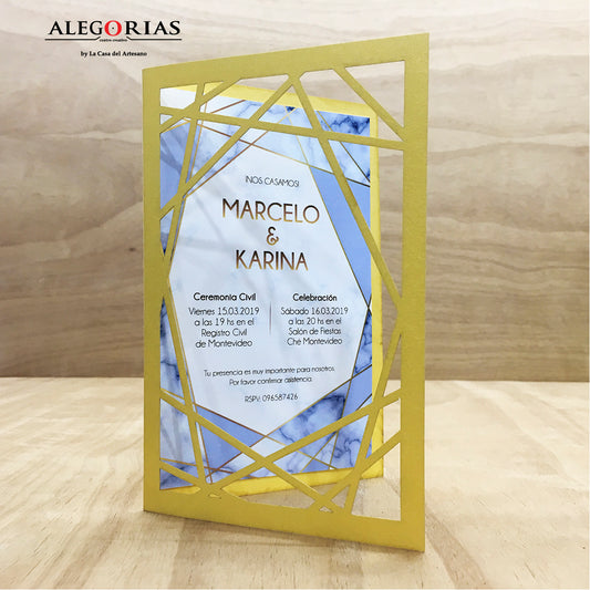 Tarjeta de Invitación - Diseño tipo díptico con corte láser