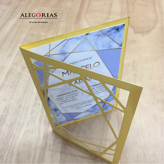 Tarjeta de Invitación - Diseño tipo díptico con corte láser