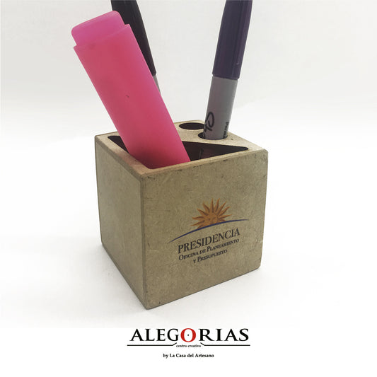 Cubo Lapicero en madera