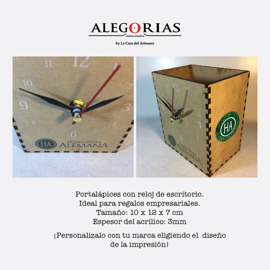 Reloj porta-lapices eco