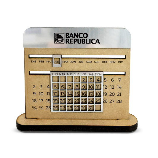 Calendario perpetuo. Con mdf y metalex.