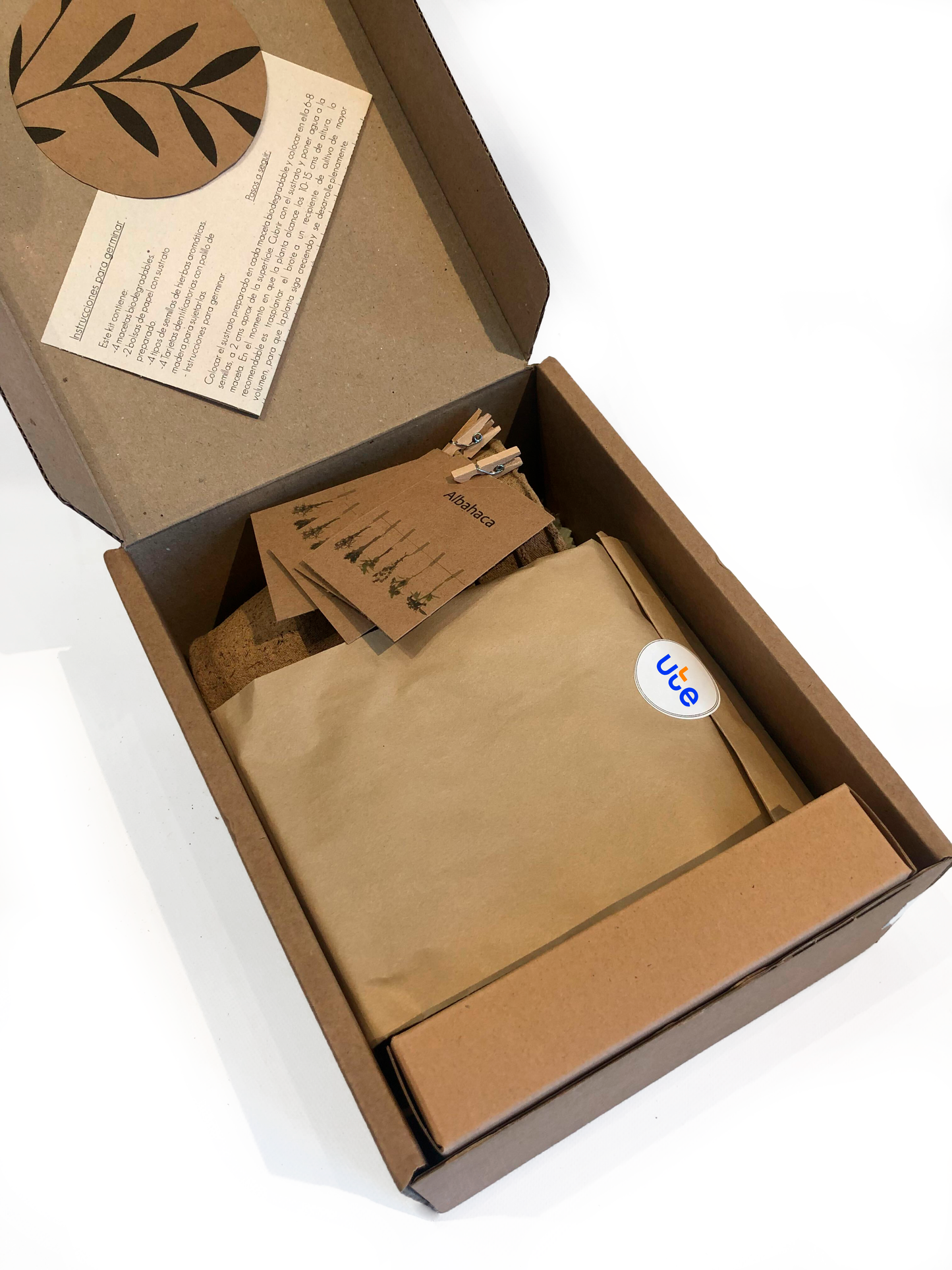 Kit biodegradable, ecologico, con porta notas, macetas, etc. Logo personalizado, regalo empresarial.