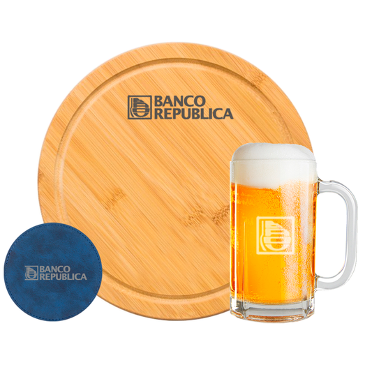 Kit Cebada. Logo personalizado grabado. Regalo empresarial.