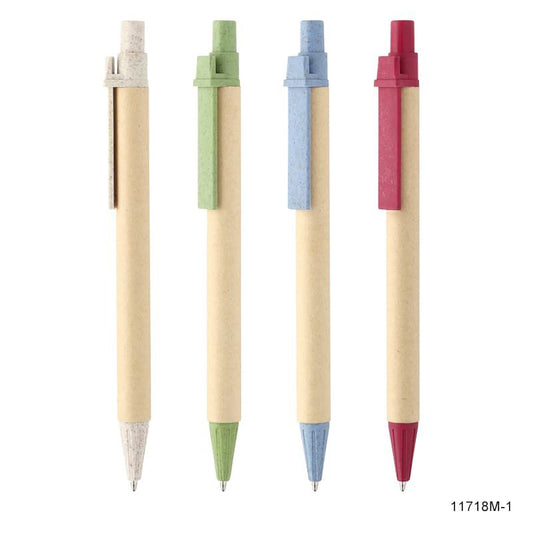 Lapicera Nia, diferentes colores. Cartón kraft y trigo. Logo personalizado, regalo empresarial.