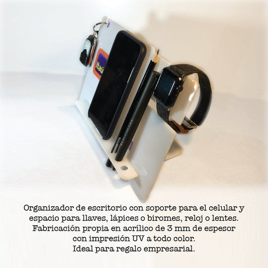 Organizador Senda de acrílico. Logo personalizado, regalo empresarial.