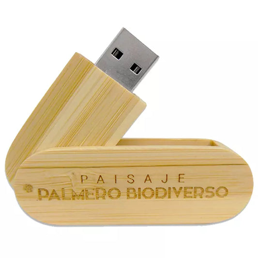 Pendrive bambú giratorio con personalizado