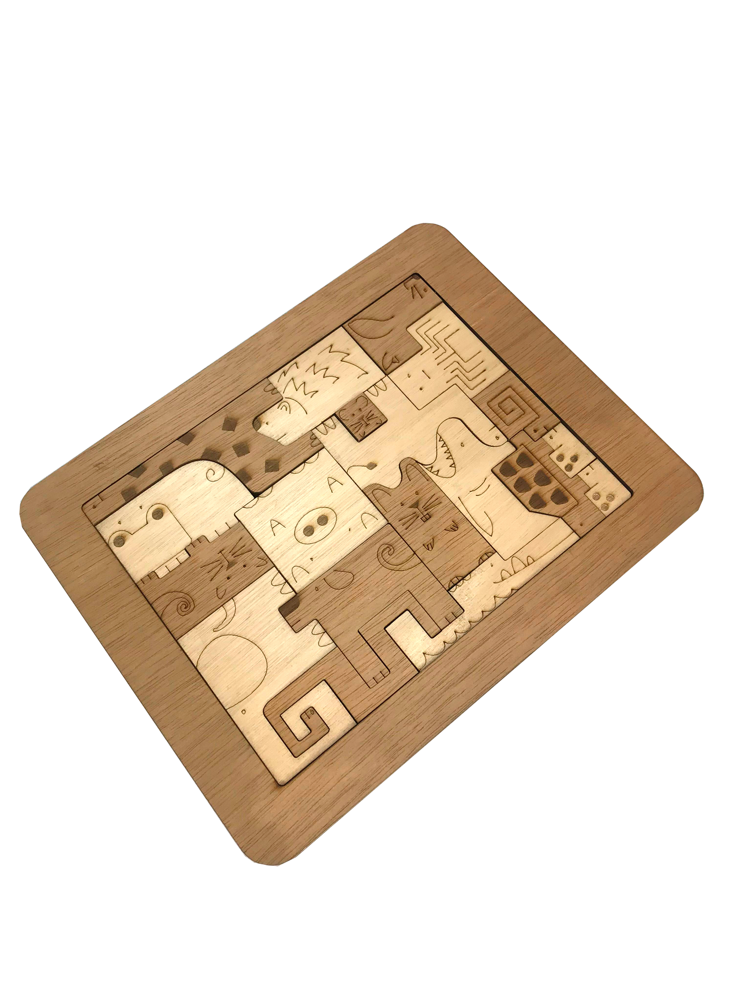 Puzzle Animales madera - Didactico con logo empresa