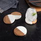 Set 4 Posavasos Bambú y Marmol Redondo