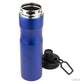 Botella de acero reciclado. Para regalos empresariales puede tener un logo con grabado láser fibra. Disponible en Negro, Azul, Rojo y Plata. 