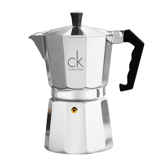 Cafetera italiana. Para regalos empresariales se puede personalizar con un logo utilizando grabado láser
