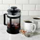 Cafetera tetera de plástico y vidrio. Para regalos empresariales se puede personalizar con un logo utilizando grabado láser o impresión UV.