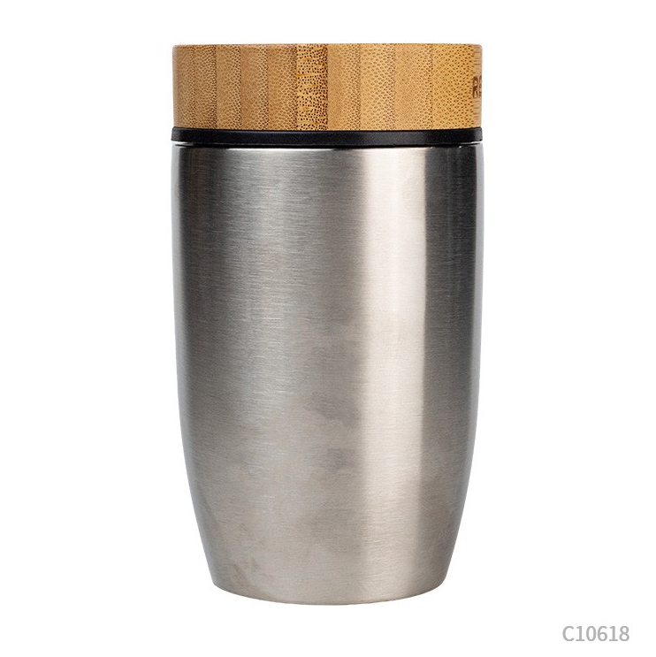 Vaso térmico Eco- Acero tapa Bambú