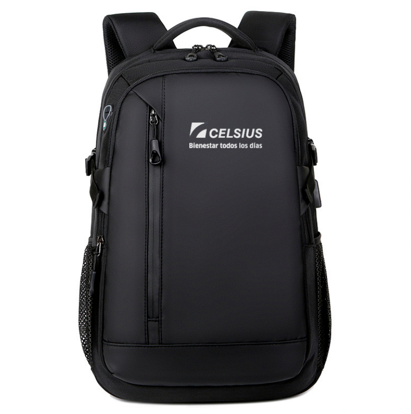 Mochila en tela impermeable. Para regalos empresariales se puede personalizar con un logo