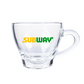 Taza de vidrio. Para regalos empresariales se puede personalizar utilizando grabado láser o impresión UV.