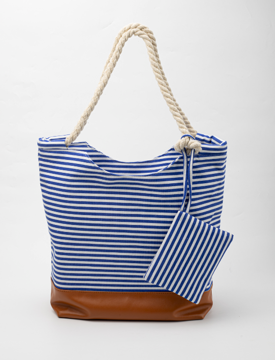 Bolso Salerno con rayas azules. Logo personalizado, regalo empresarial.