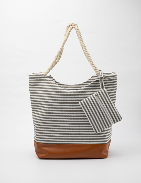 Bolso Salerno con rayas grises. Logo personalizado regalo empresarial.
