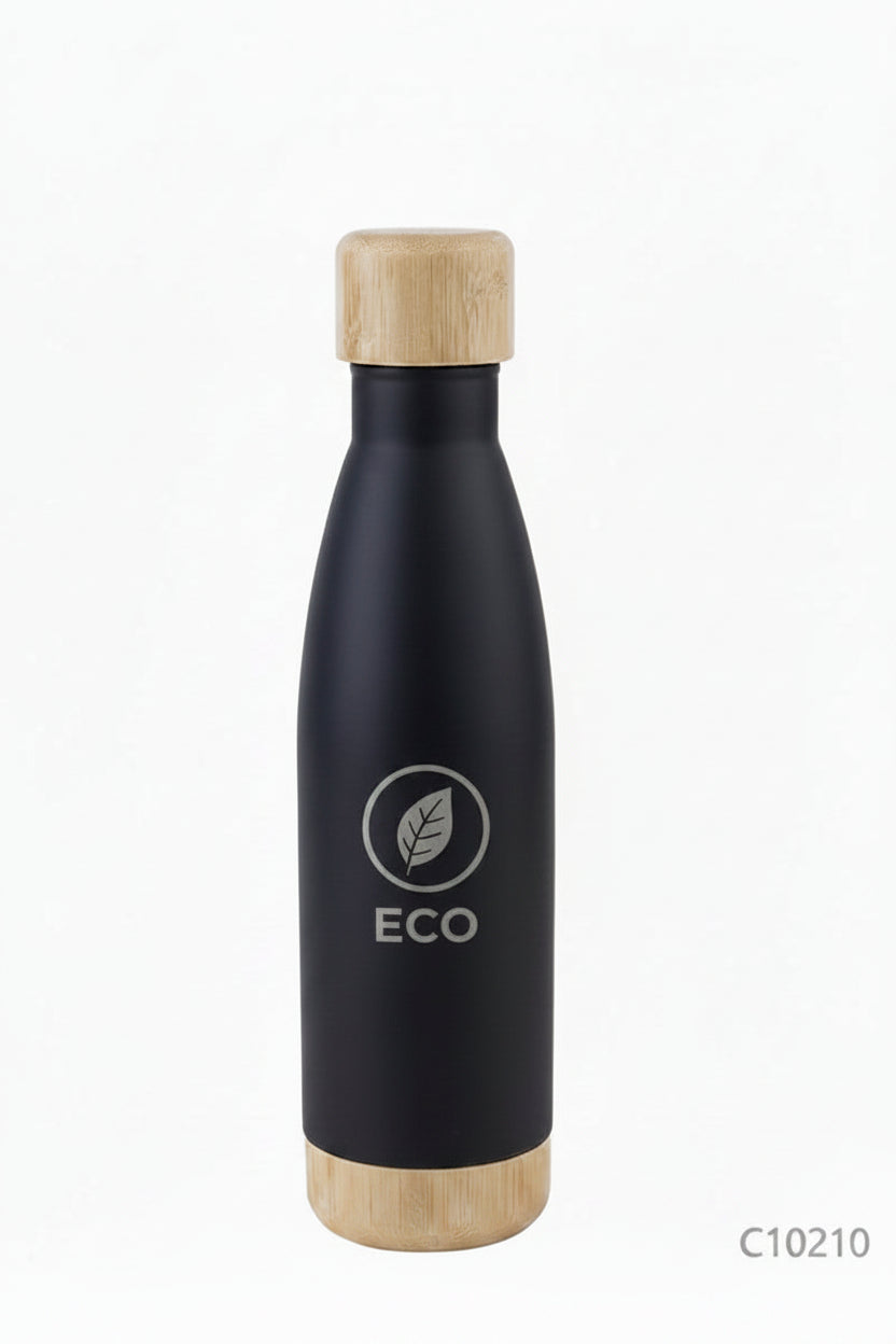 Botella Adagio de color negro con logo grabado. Regalo empresarial.
