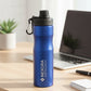 Botella Loira color azul de acero con logo personalizado, regalo empresarial.