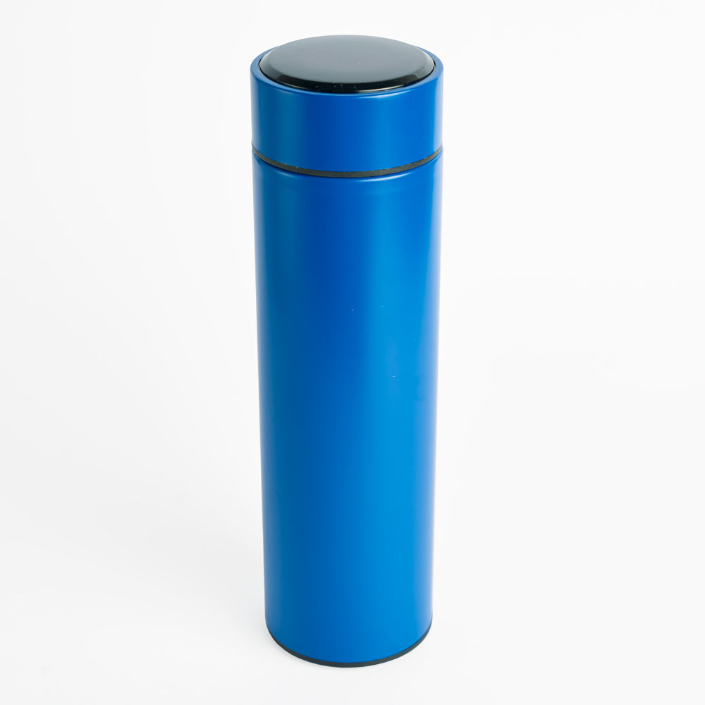 Botella térmica inteligente color azul. Logo personalizado, regalo empresarial.