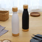 Botellas Adagio de color negro y blanco de aluminio y bambú. Logo personalizado, regalo empresarial.