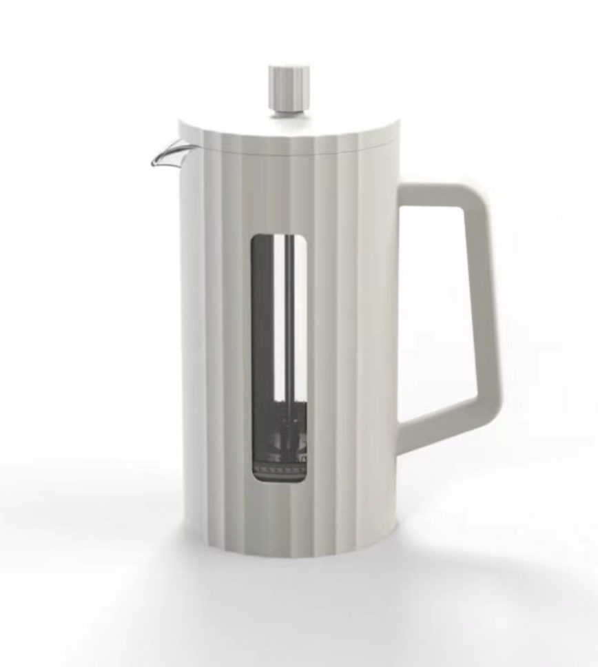 Cafetera, Tetera en borosilicato de color blanco. Logo personalizado, regalo corporativo.