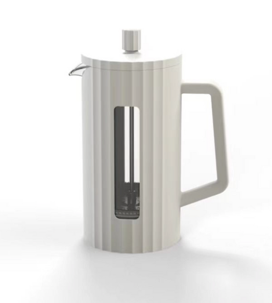 Cafetera, Tetera en borosilicato de color blanco. Logo personalizado, regalo corporativo.