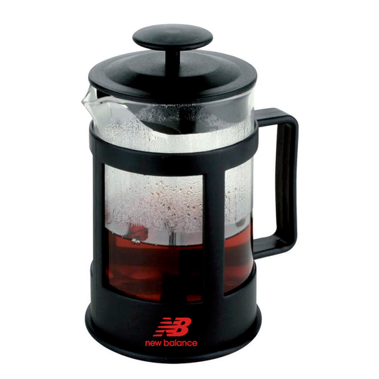 Cafetera-tetera en borosilicato de color negra. Logo personalizado, regalo empresarial.