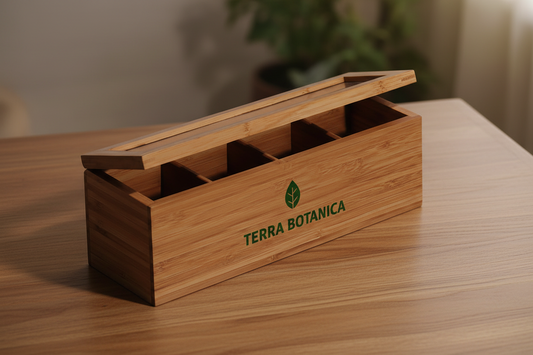 Caja Para Té de 4 divisiones, Logo personalizado regalo empresarial.